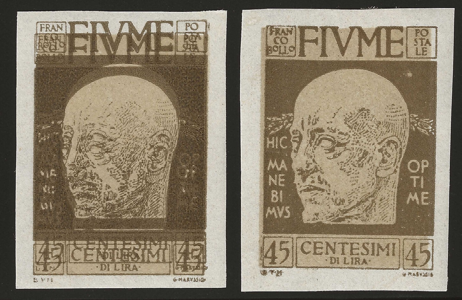TS Collezionismo Filatelia Fiume D'Annunzio 45c Sassone 119k