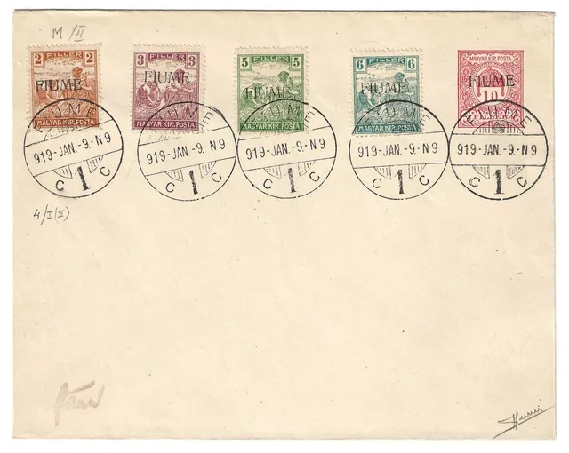 TS Collezionismo Filatelia Fiume 1918 busta S. Stefano Mietitori