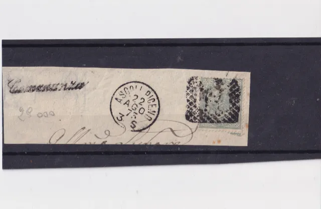 TS Collezionismo Regno Italia 5 Cent De La Rue su Frammento 1875