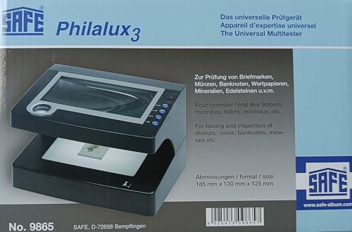 Safe Philalux tester francobolli e banconote UV con lente 12x