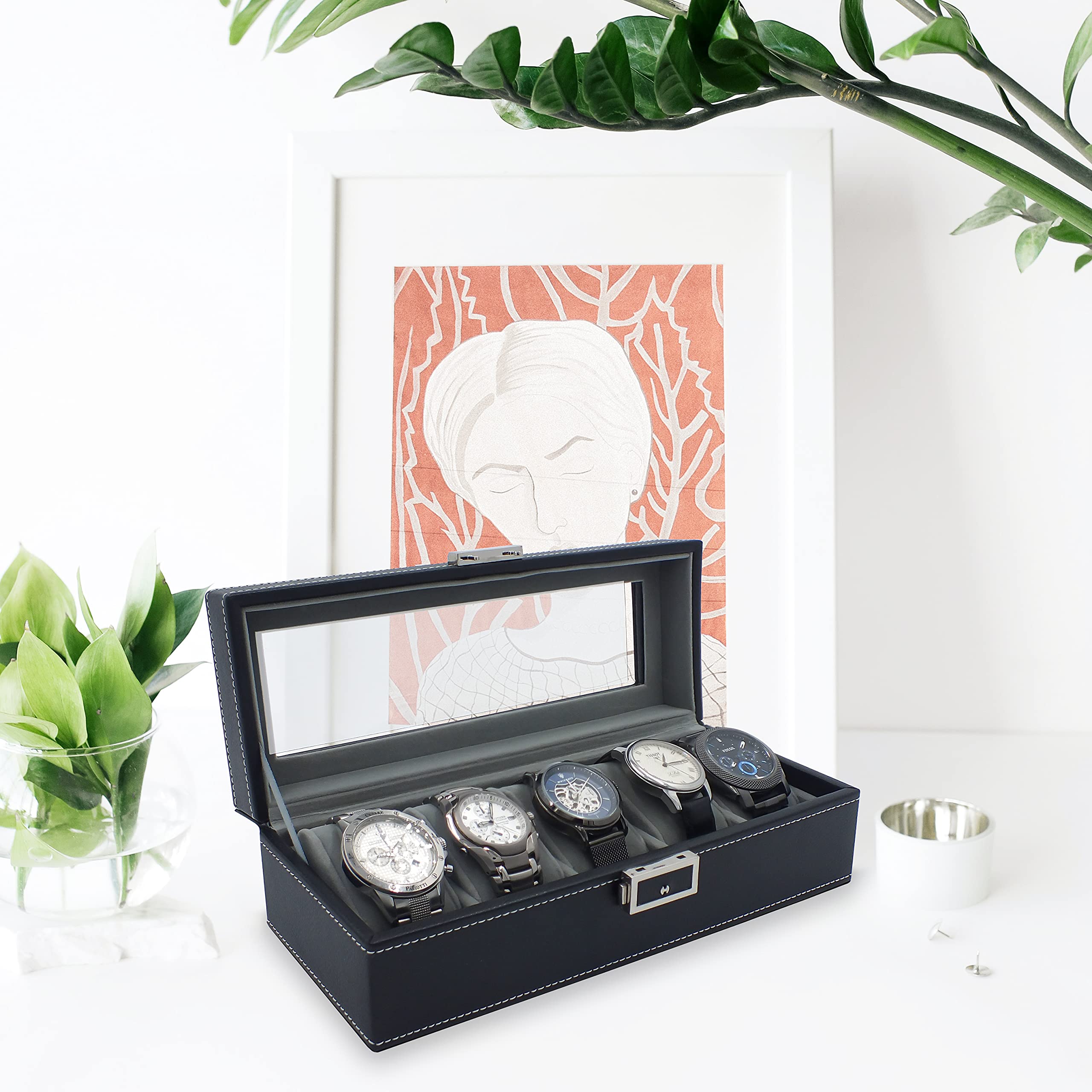 Safe Uhren & Schmuck portaorologi 5 orologi velluto beige