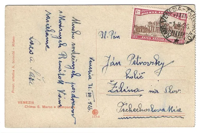 TS Collezionismo Filatelia Cartolina 1926 Venezia Anno Santo 60c