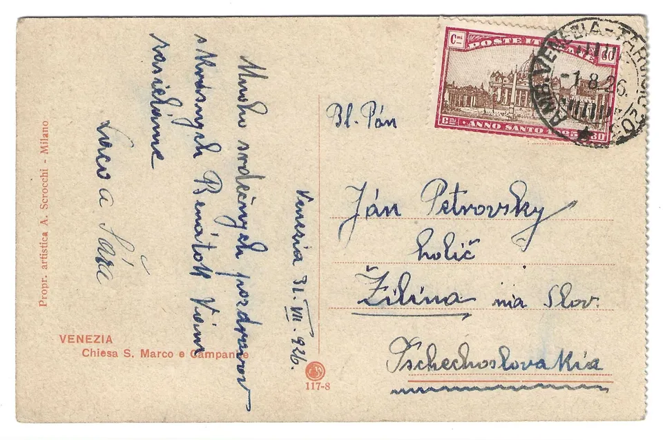 TS Collezionismo Filatelia Cartolina 1926 Venezia Anno Santo 60c