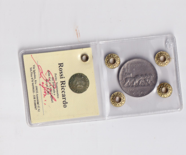 Regno d'Italia 50 Cent 1920 Rigato Moneta Periziata MB/BB