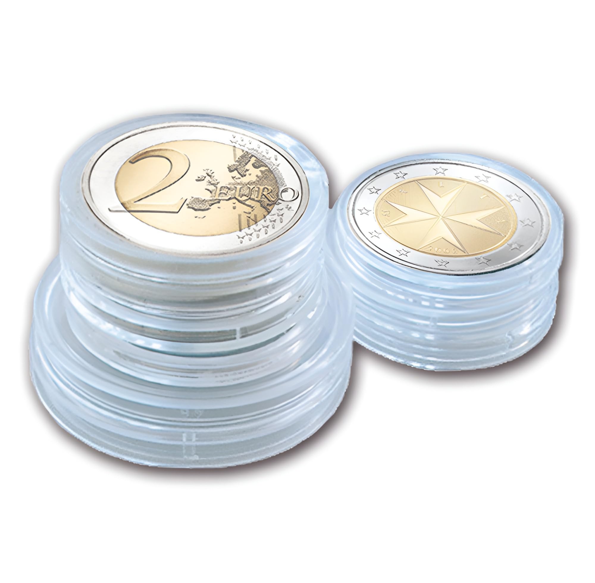 SAFE 6726 Set 25 Capsule 26mm per Monete 2 Euro Trasparenti