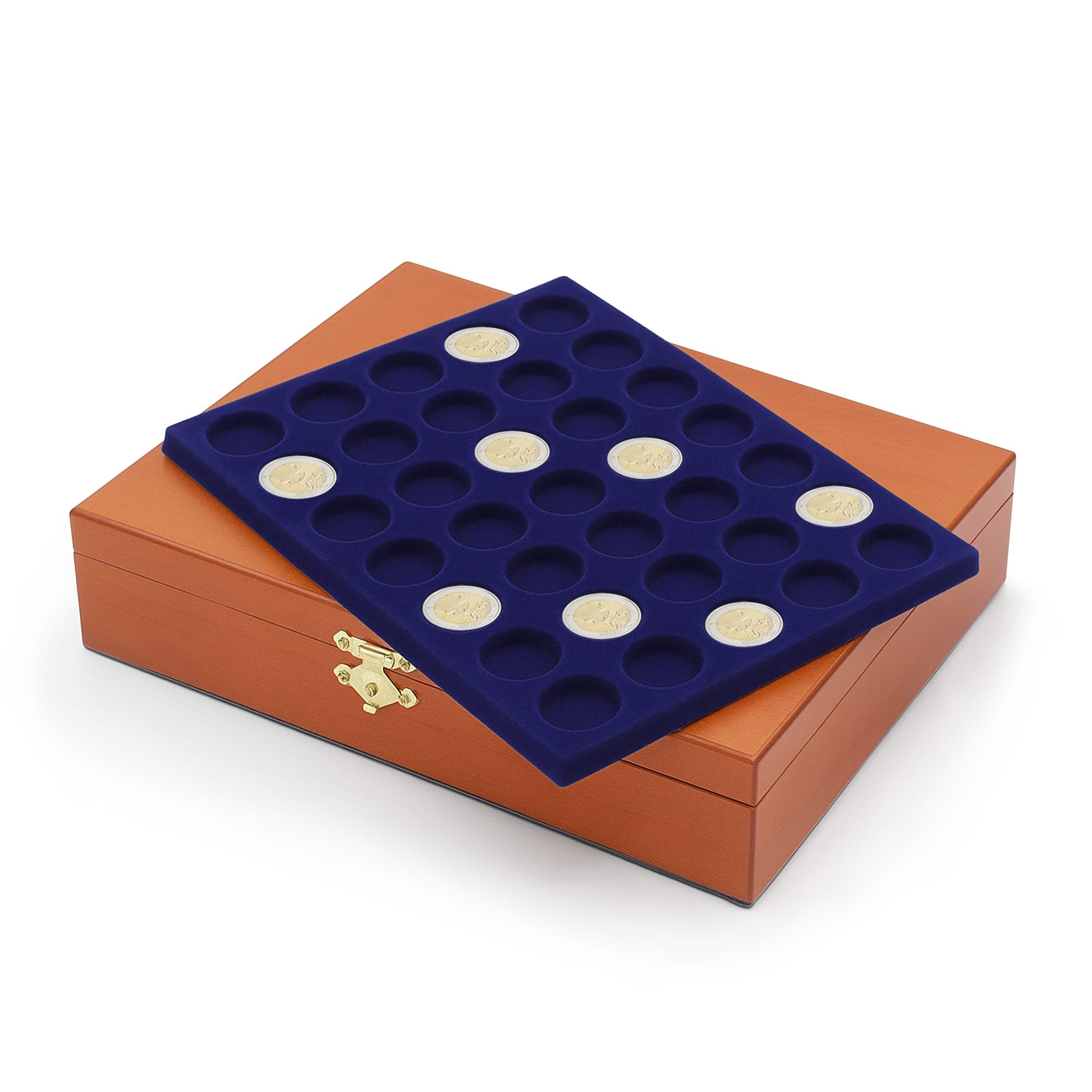 Safe 5894 Cofanetto Monete Legno 105 Pezzi 2 Euro Velluto Blu