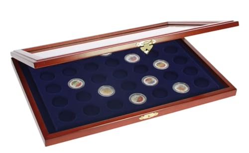 Safe 5910 vetrina legno monete 23 capsule 2 euro velluto blu