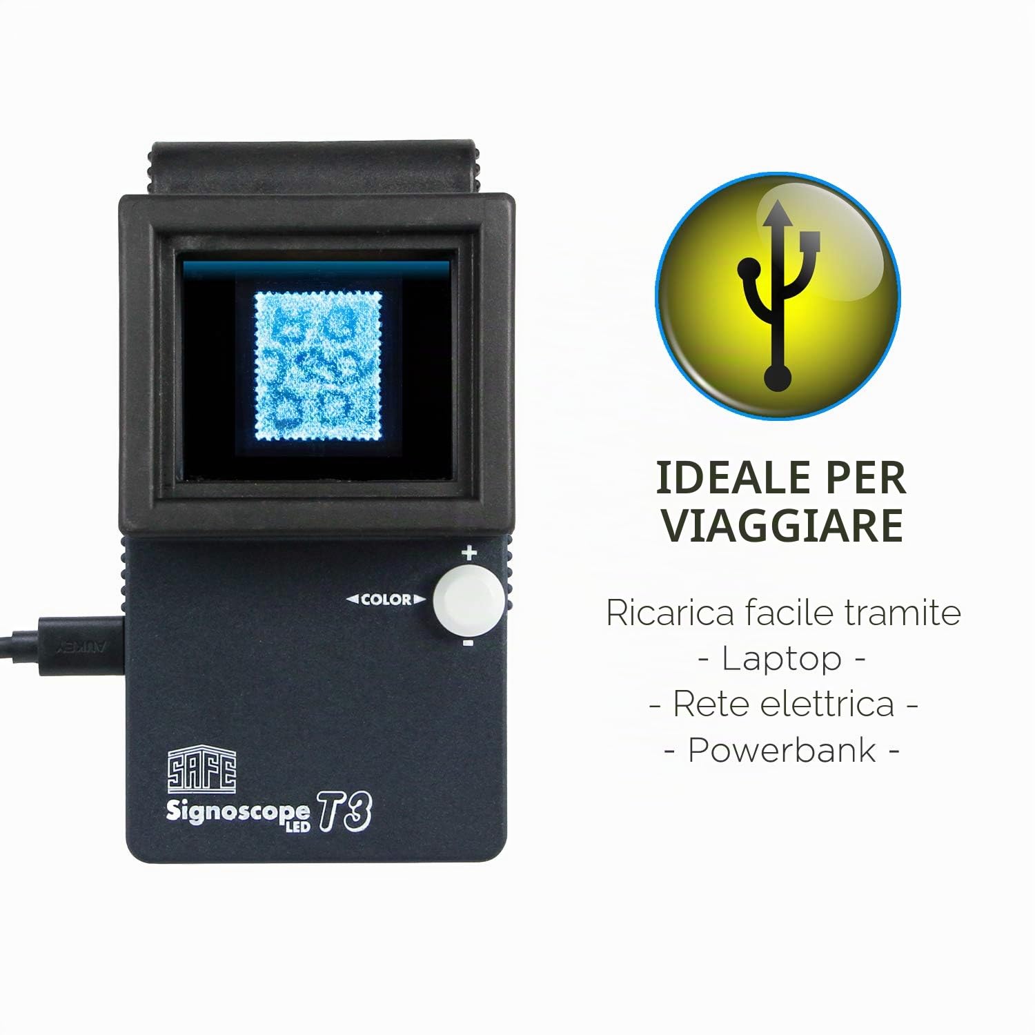 SAFE Signoscope T3 9893 tester filigrana 3 LED 8 colori