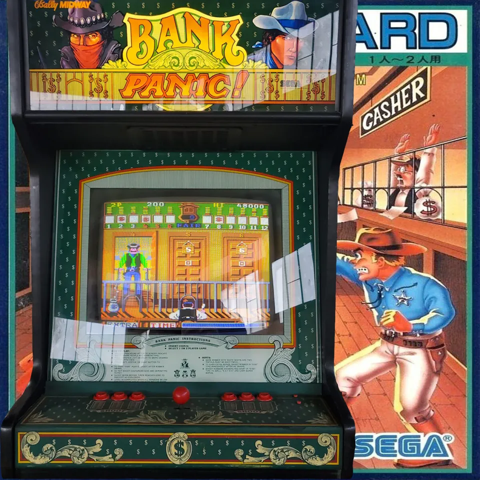 Arcade Story Bank Panic cabinato arcade SEGA 1984 western