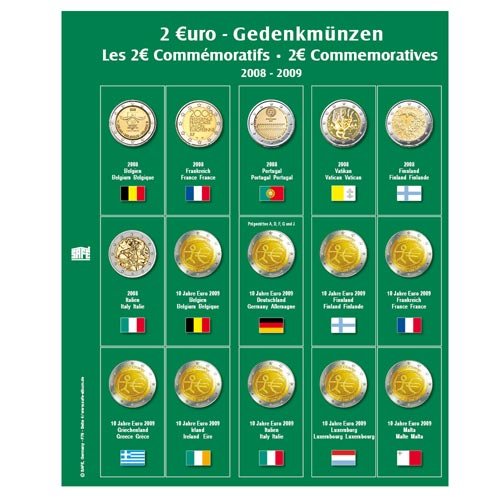 Safe 7341-4 Foglio Monete 2 Euro 2008-2009