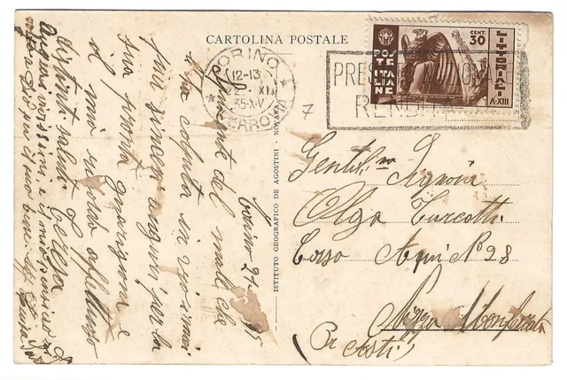 TS Collezionismo Filatelia Sassone 378 cartolina 30c Littoriali 1935