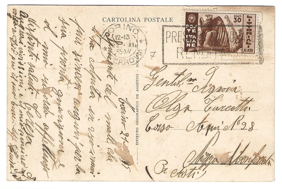 TS Collezionismo Filatelia Sassone 378 cartolina 30c Littoriali 1935
