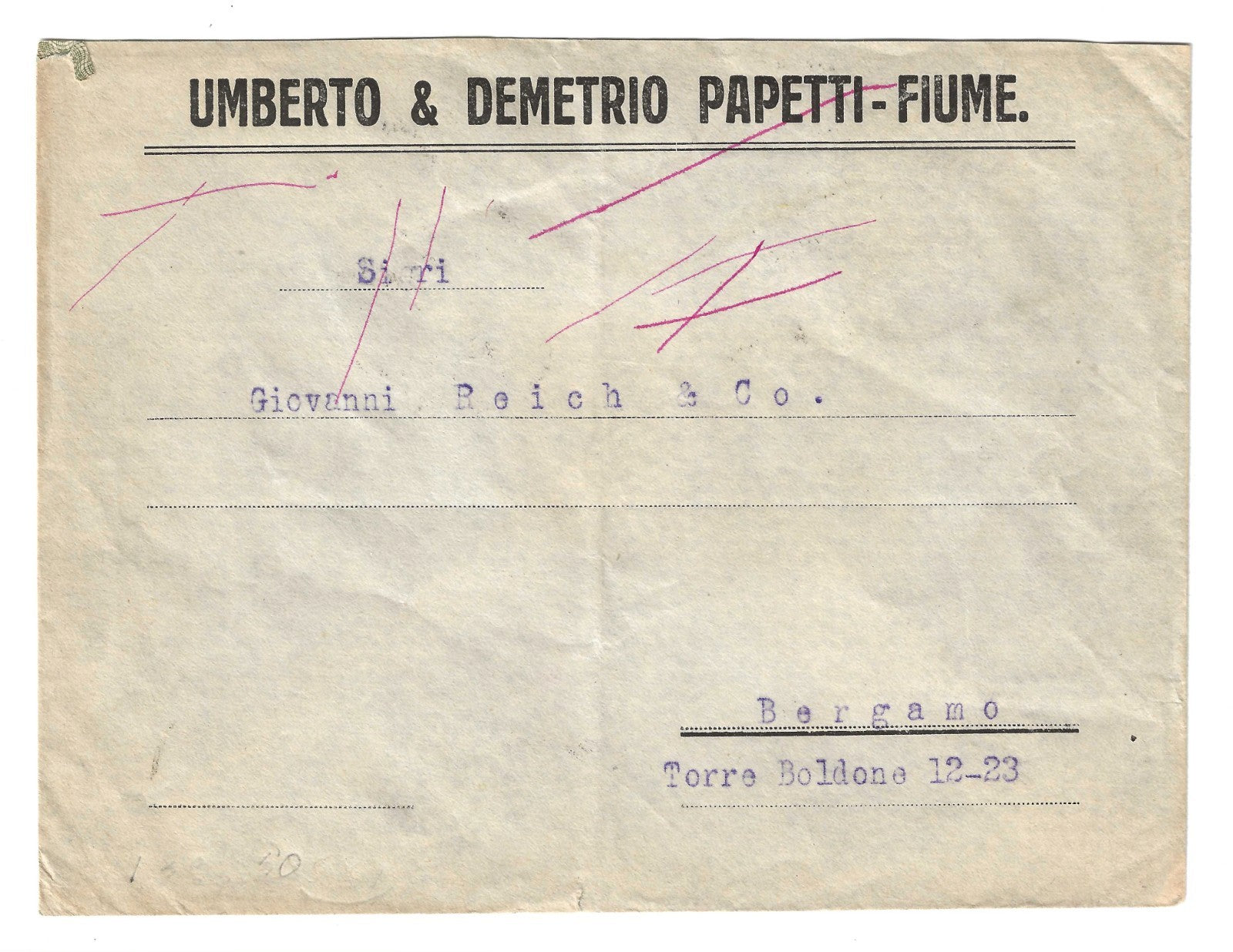 TS Collezionismo Filatelia Busta Fiume 1922 45c Oliva Usata