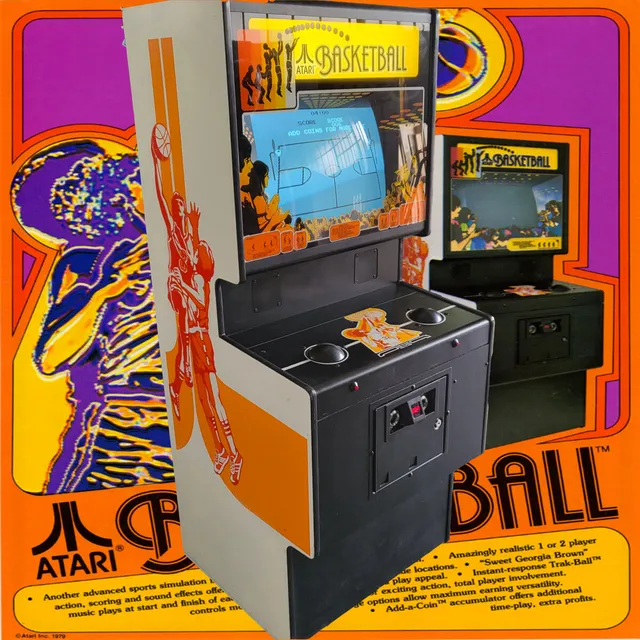 Arcade Story Arcade Atari Basketball cabinato arcade trackball B/N