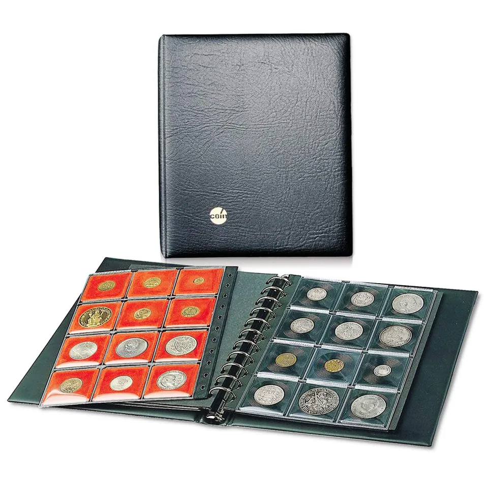 SAFE Münzalben Coin Combi album monete nero 4 fogli 48 monete 47 mm