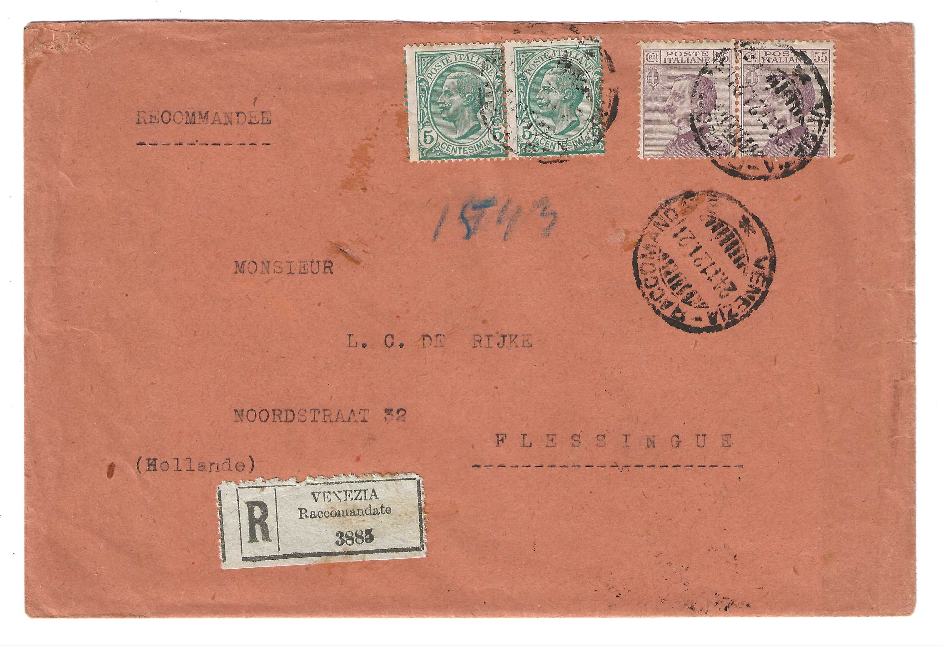 TS Collezionismo Filatelia Busta 1921 Michetti 55c per Olanda