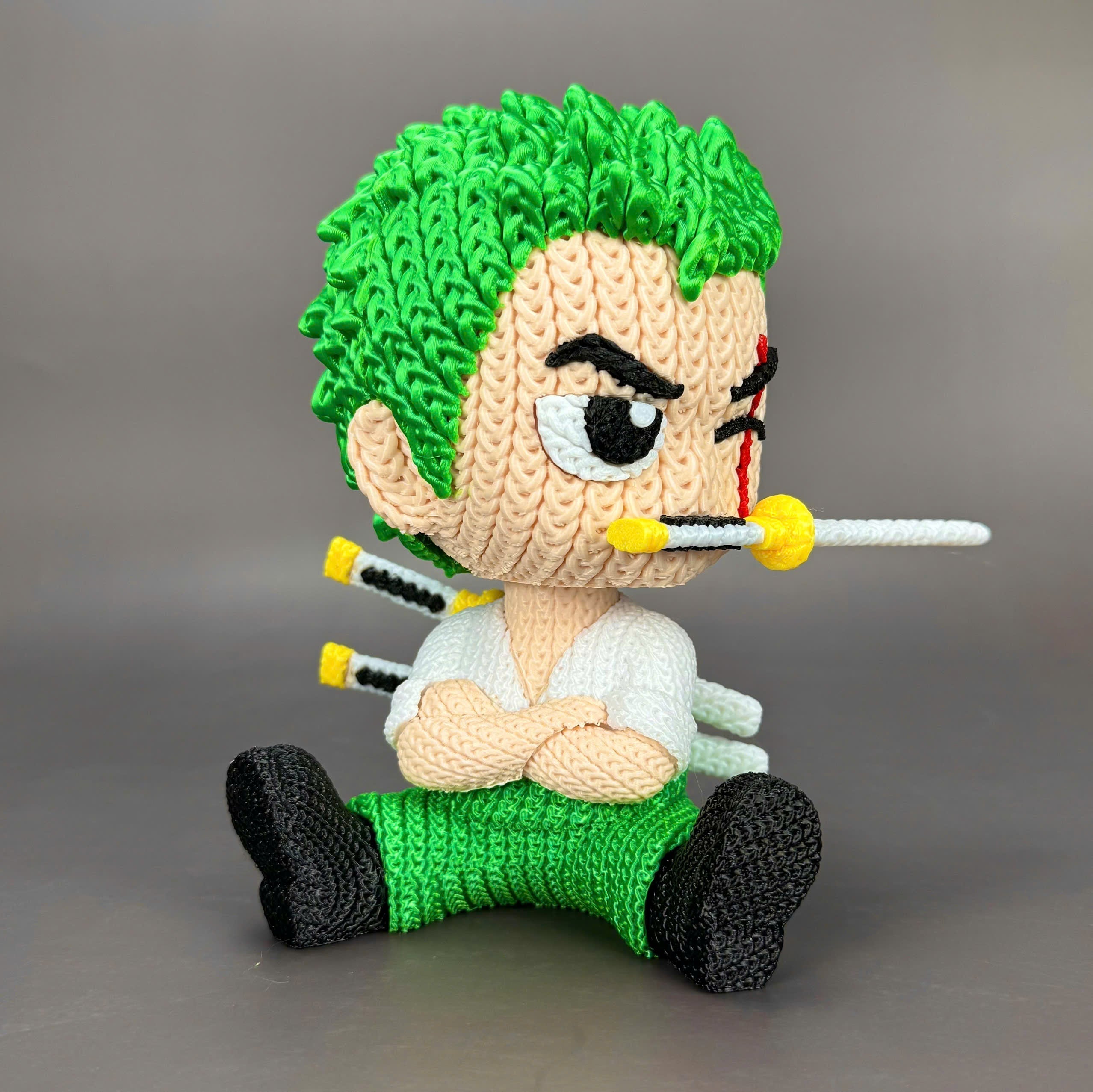 Stampe Incantate Zoro Statua Crochet PLA Spada in Bocca