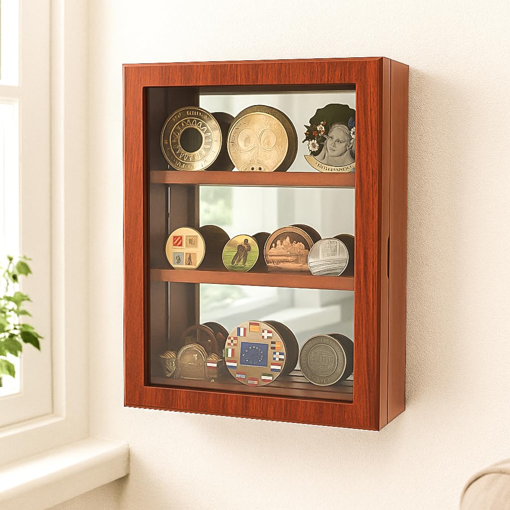 Safe 5992 vetrina medaglie legno mogano specchio 35x27 cm