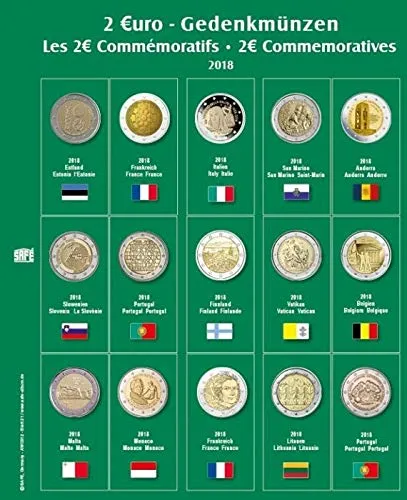 SAFE Münzalben 7341-21 foglio 2 euro 2018 album Premium
