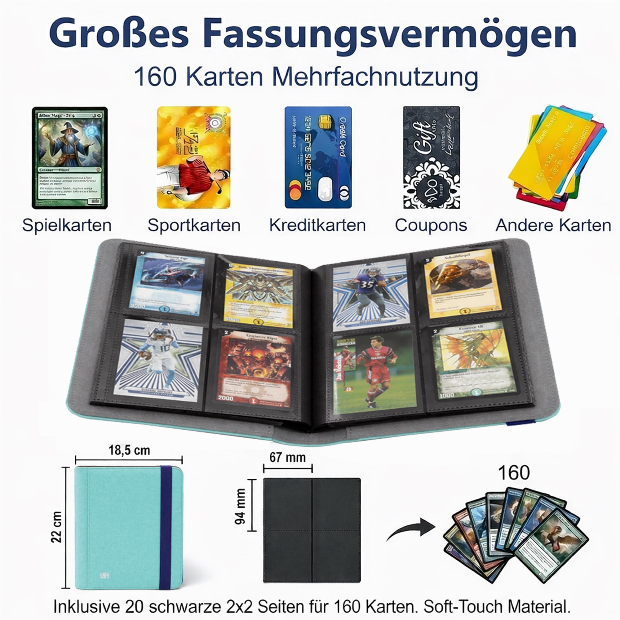 Safe Sammelkarten album 160 carte verde chiaro soft-touch