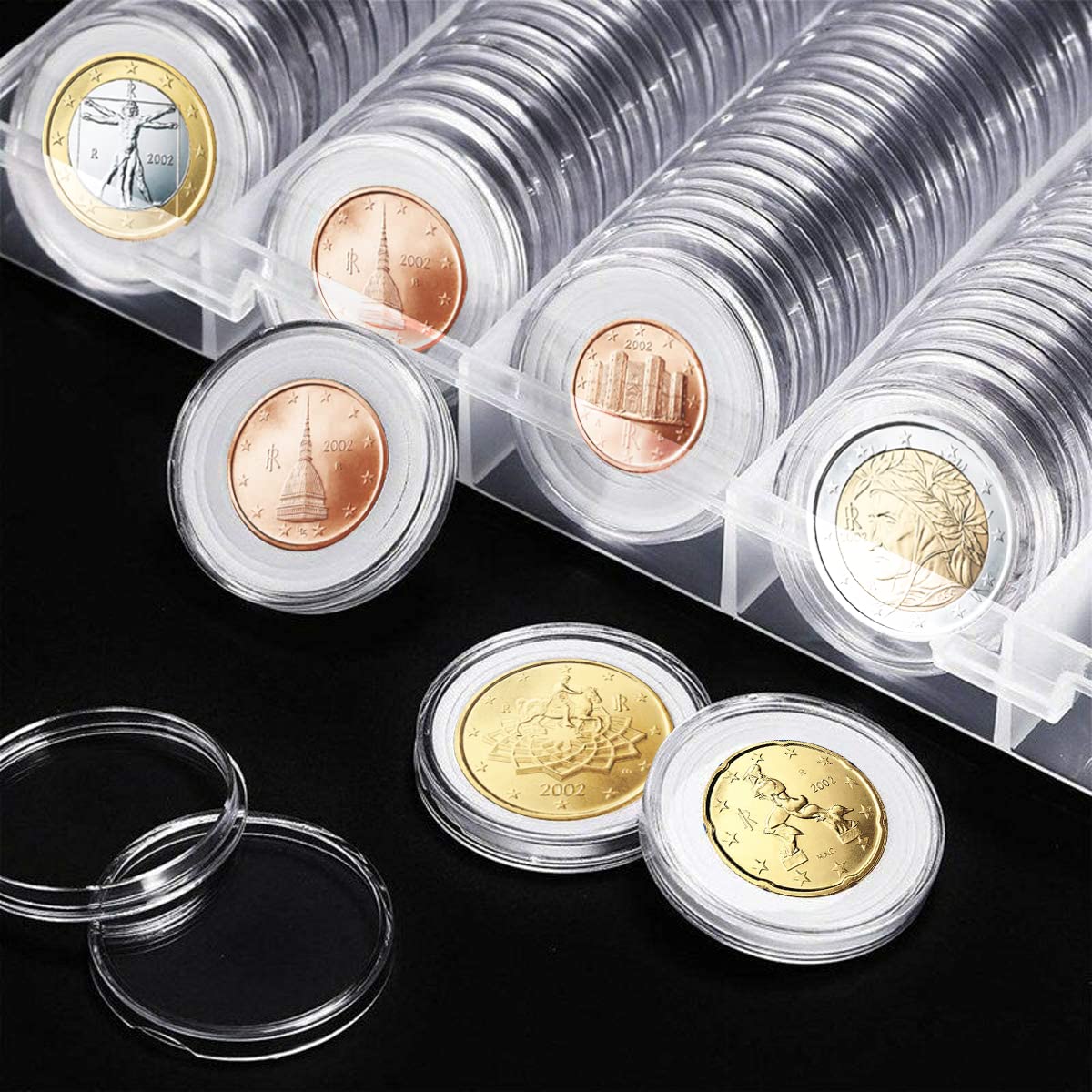 SAFE Set 100 capsule monete 30 mm con inserti foam
