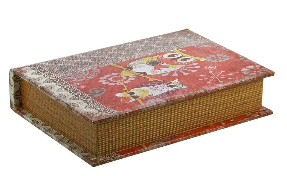 Safe Midi scatola libro legno gufo 30x22 cm retro