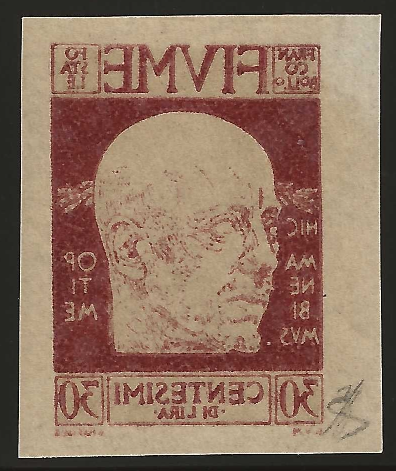 TS Collezionismo Filatelia Fiume D'Annunzio 30 c. non dentellato MNH