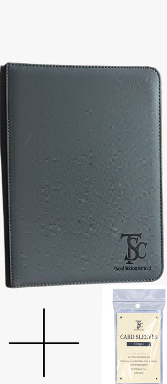TS Collezionismo Binder 9 Tasche Zip Grigio + 100 Sleeves