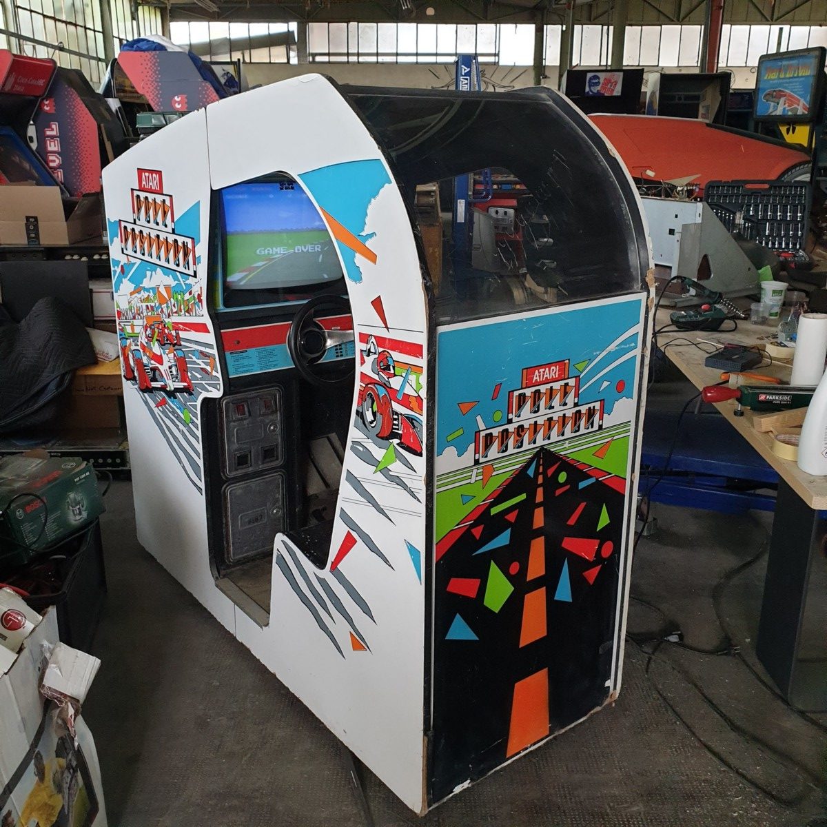 Arcade Story Guida e Corse Pole Position 1982 cabinato arcade