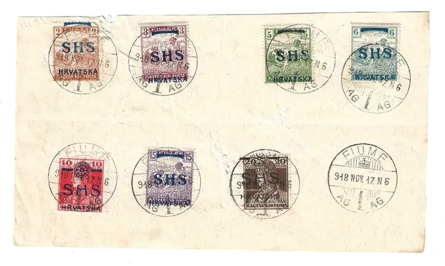 TS Collezionismo Fiume 1918 foglio filatelico SHS Hrvatska