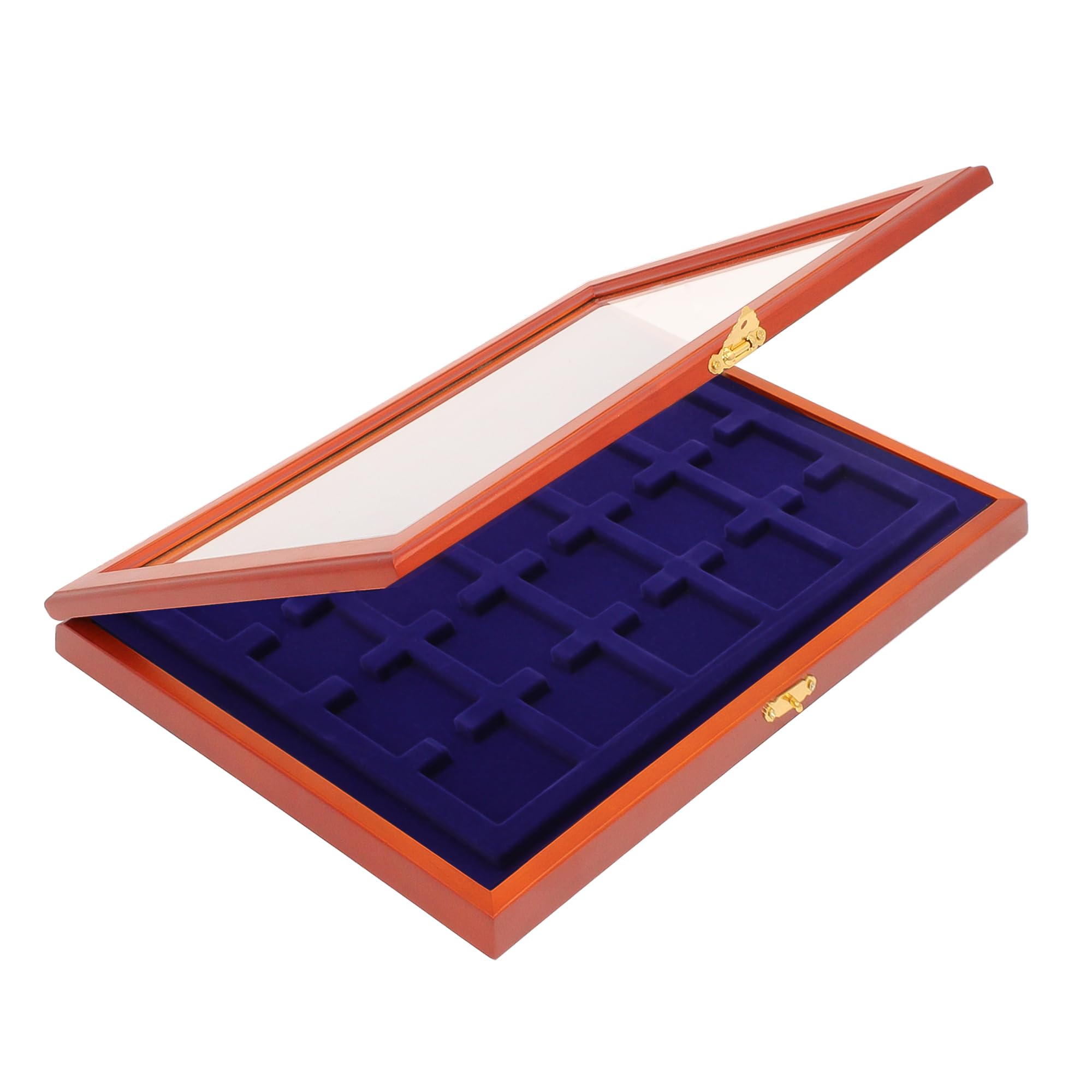 Safe 5846 Teca in Legno per 15 Monete 50 mm Velluto Blu