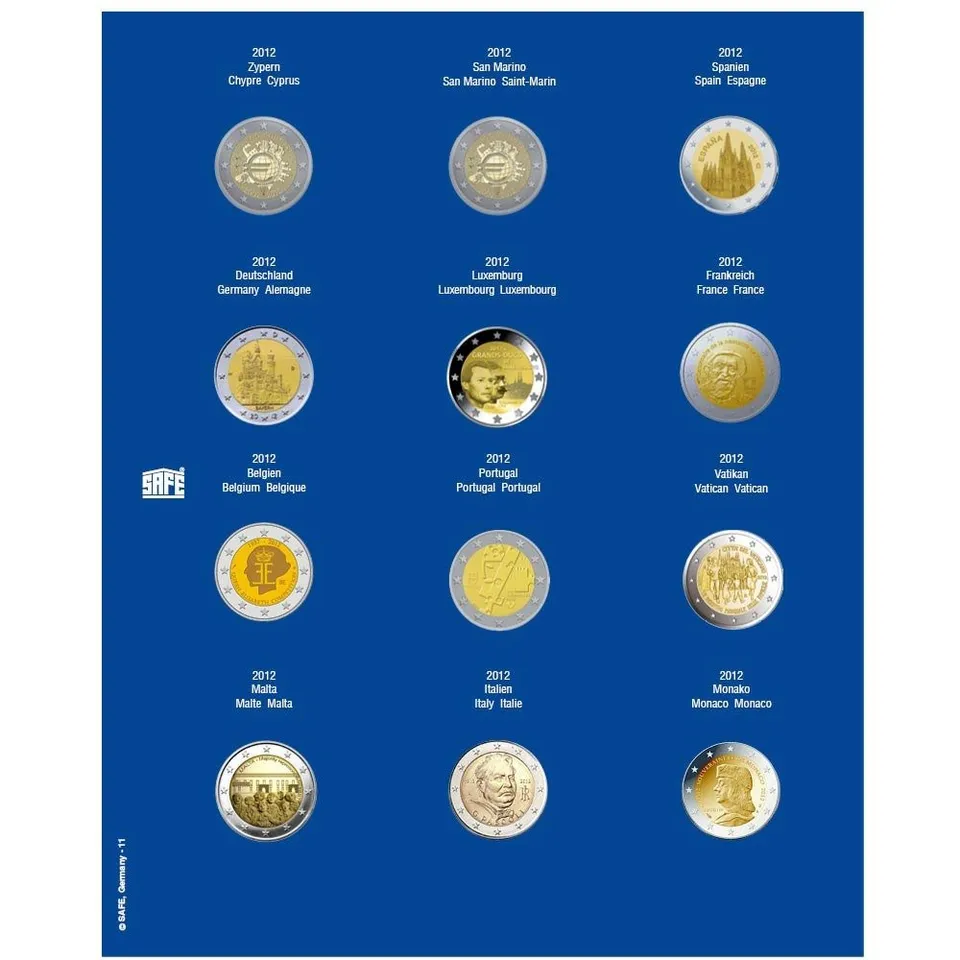 Safe Zusatzblätter 7302-11 Foglio 2 Euro 2012 per Capsule