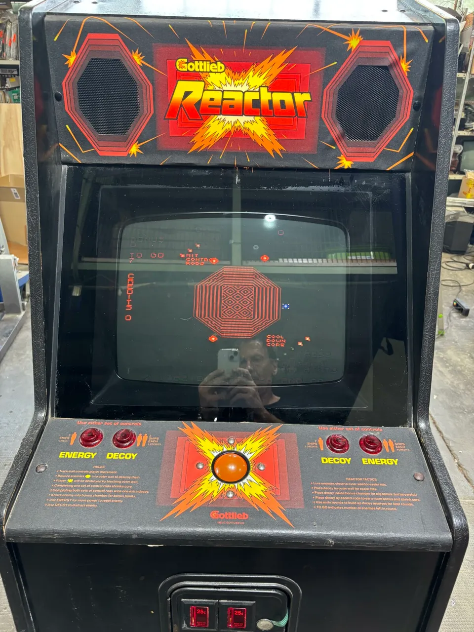 Arcade Story Reactor gioco arcade raro trackball Gottlieb 1982