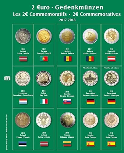 SAFE 7341-20 Foglio Monete 2 Euro 2017/2018 da collezione