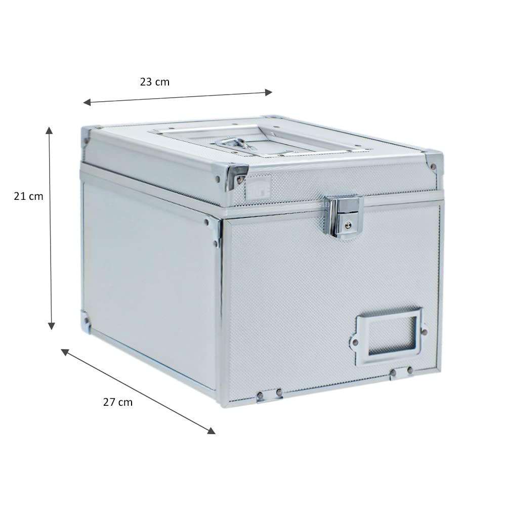 Safe 2937 Valigetta Alluminio Carte A5 Velluto Blu Chiave