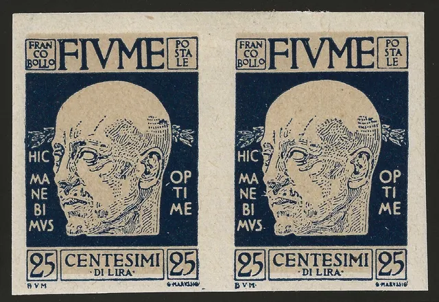 TS Collezionismo Fiume D’Annunzio francobolli 25c coppia