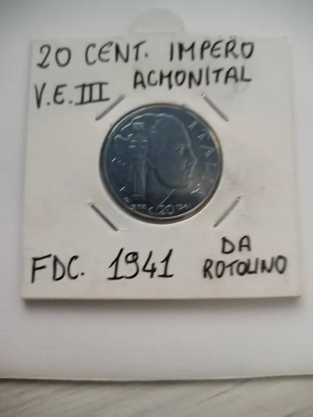 TS Collezionismo Numismatica 20 Cent 1941 Impero Acmonital FDC