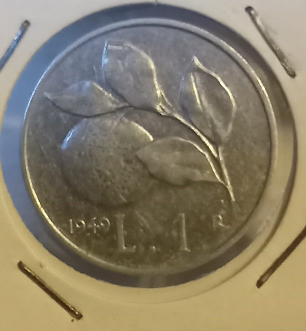TS Collezionismo Numismatica Una Lira 1949 Arancia moneta SPL
