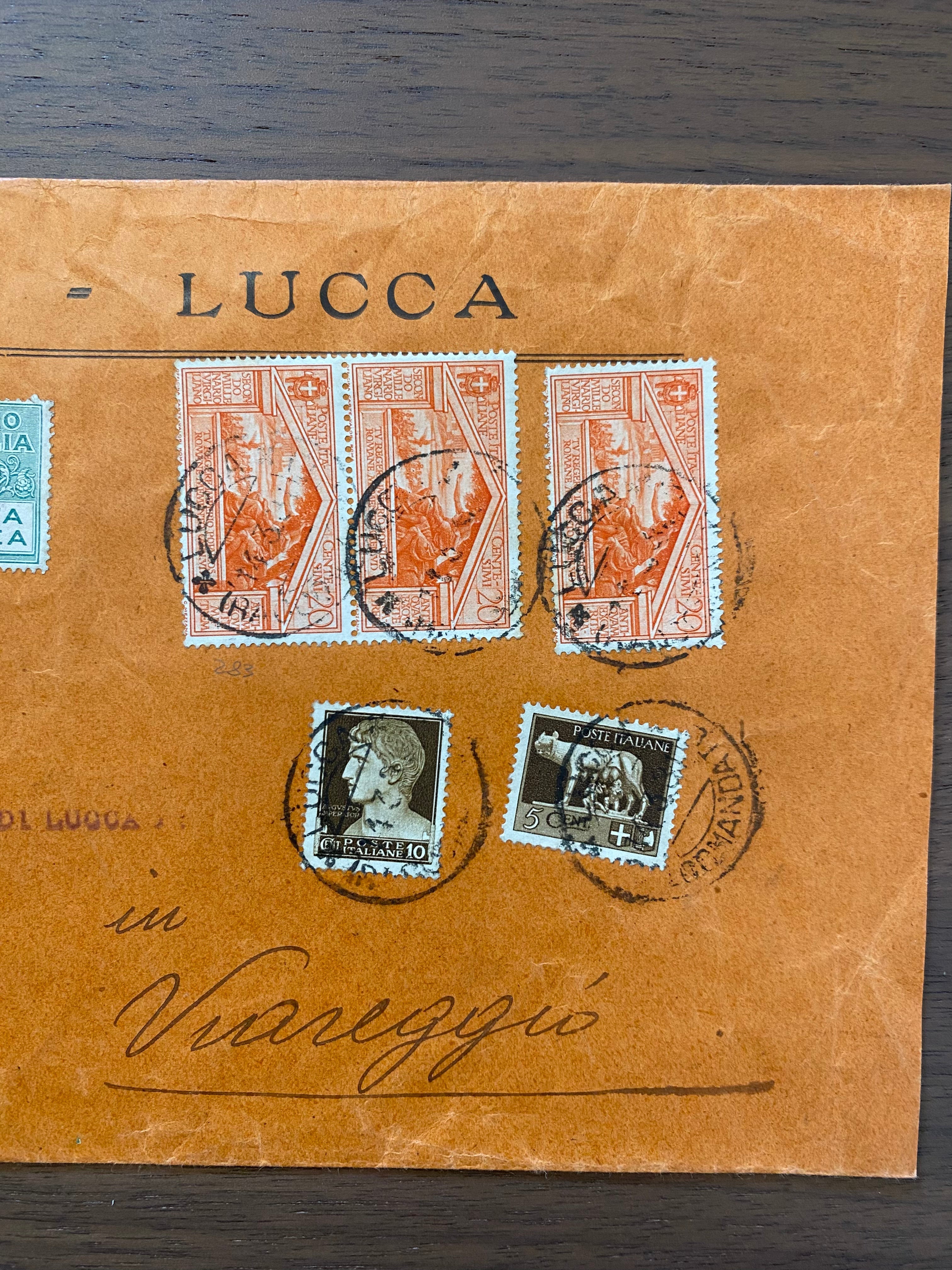 TS Collezionismo Filatelia Busta 1931 Lucca-Viareggio Posta Aerea