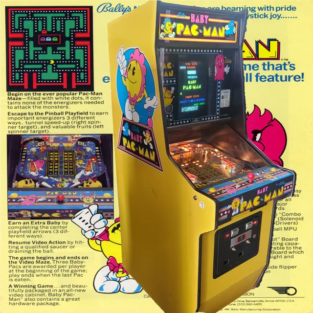 Arcade Story Baby Pac-Man cabinato arcade flipper raro