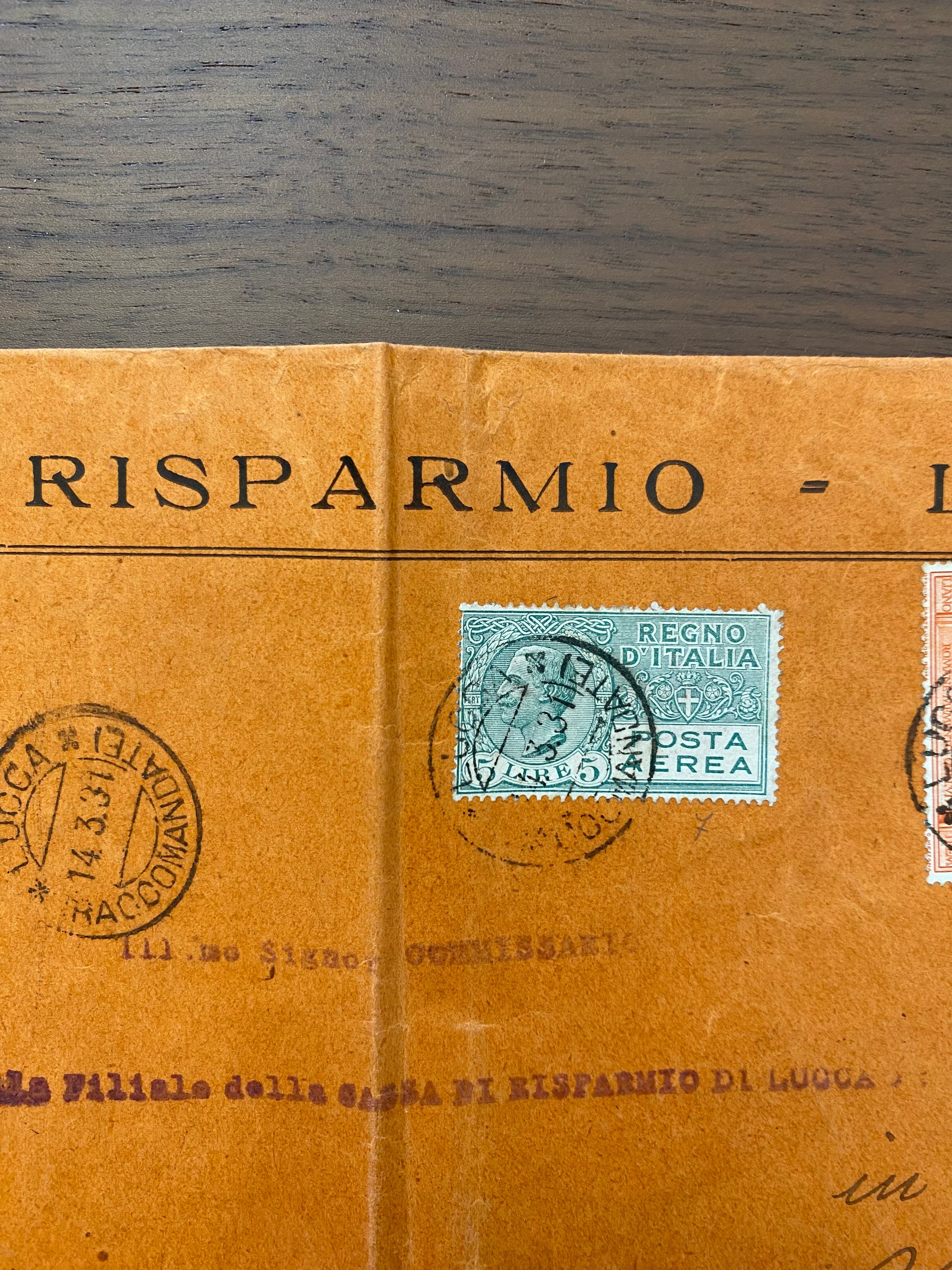 TS Collezionismo Filatelia Busta 1931 Lucca-Viareggio Posta Aerea