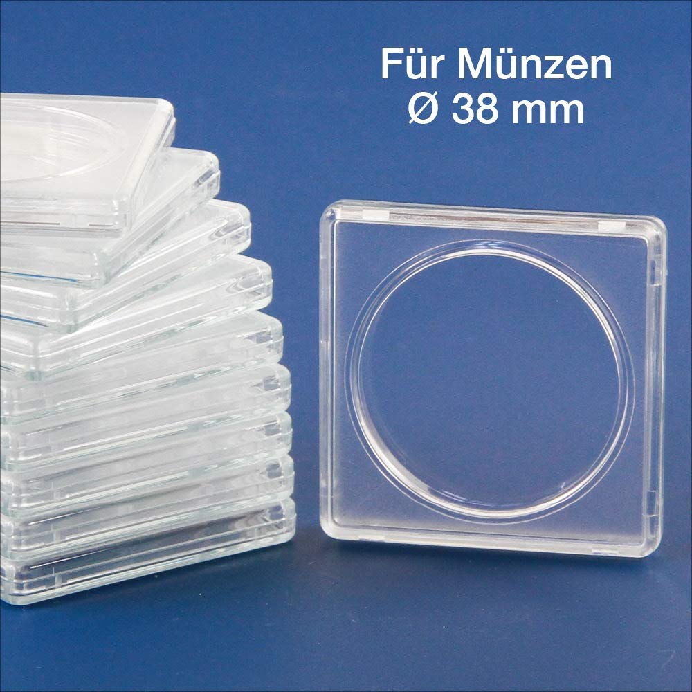 Safe capsule quadrate 38 mm capsule monete 10 pezzi