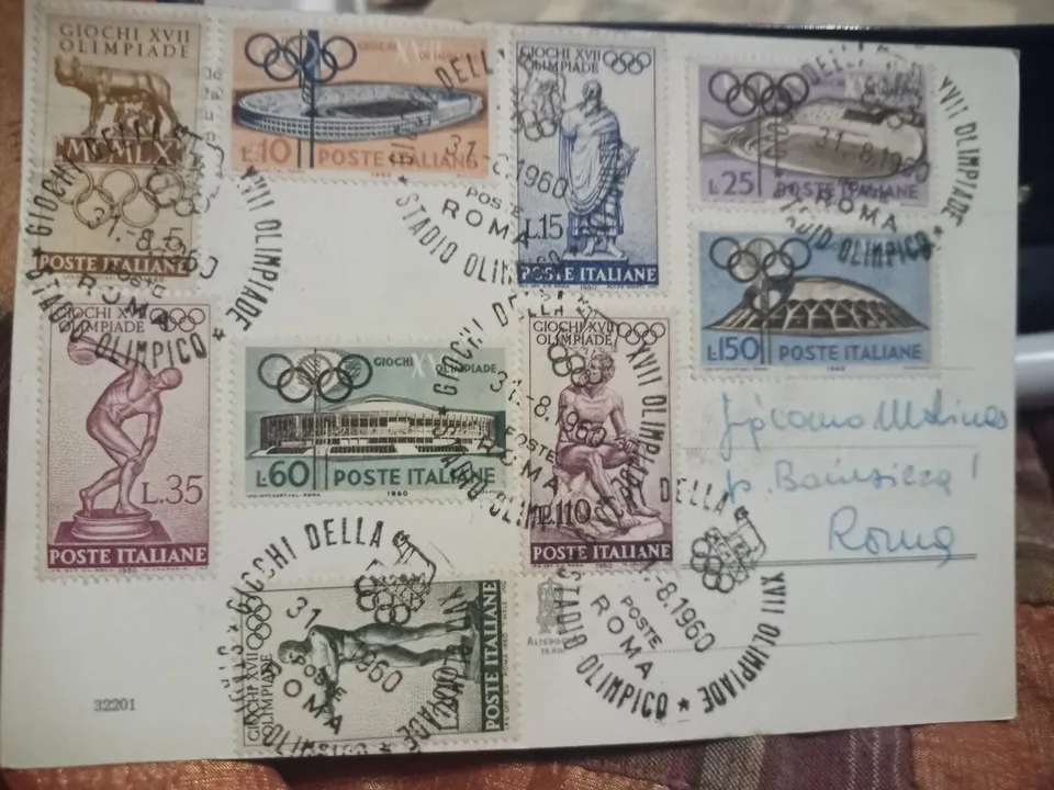 TS Collezionismo Olimpiadi Roma 1960 Cartolina 9 Valori Annullo