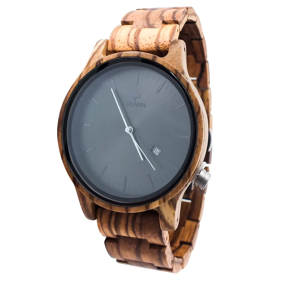 Crown Orologio Legno Uomo Zandel Quarzo 40mm 50g