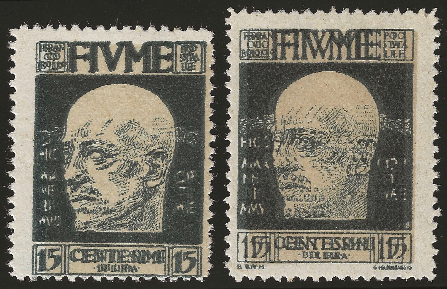 TS Collezionismo Filatelia Sassone 115c Fiume D'Annunzio 15c coppia