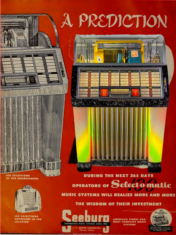 Arcade Story Seeburg M100C jukebox 45 giri 100 brani