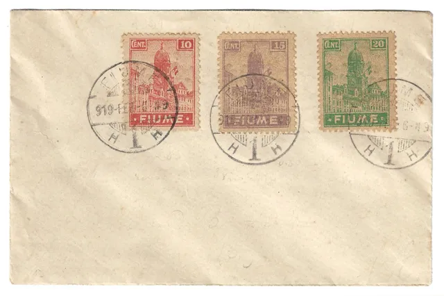 TS Collezionismo Fiume 1919 Busta Vedute 10-15-20c Carta A