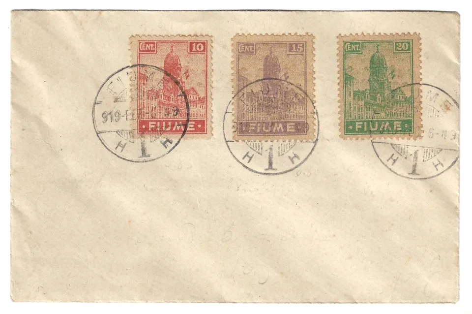 TS Collezionismo Fiume 1919 Busta Vedute 10-15-20c Carta A