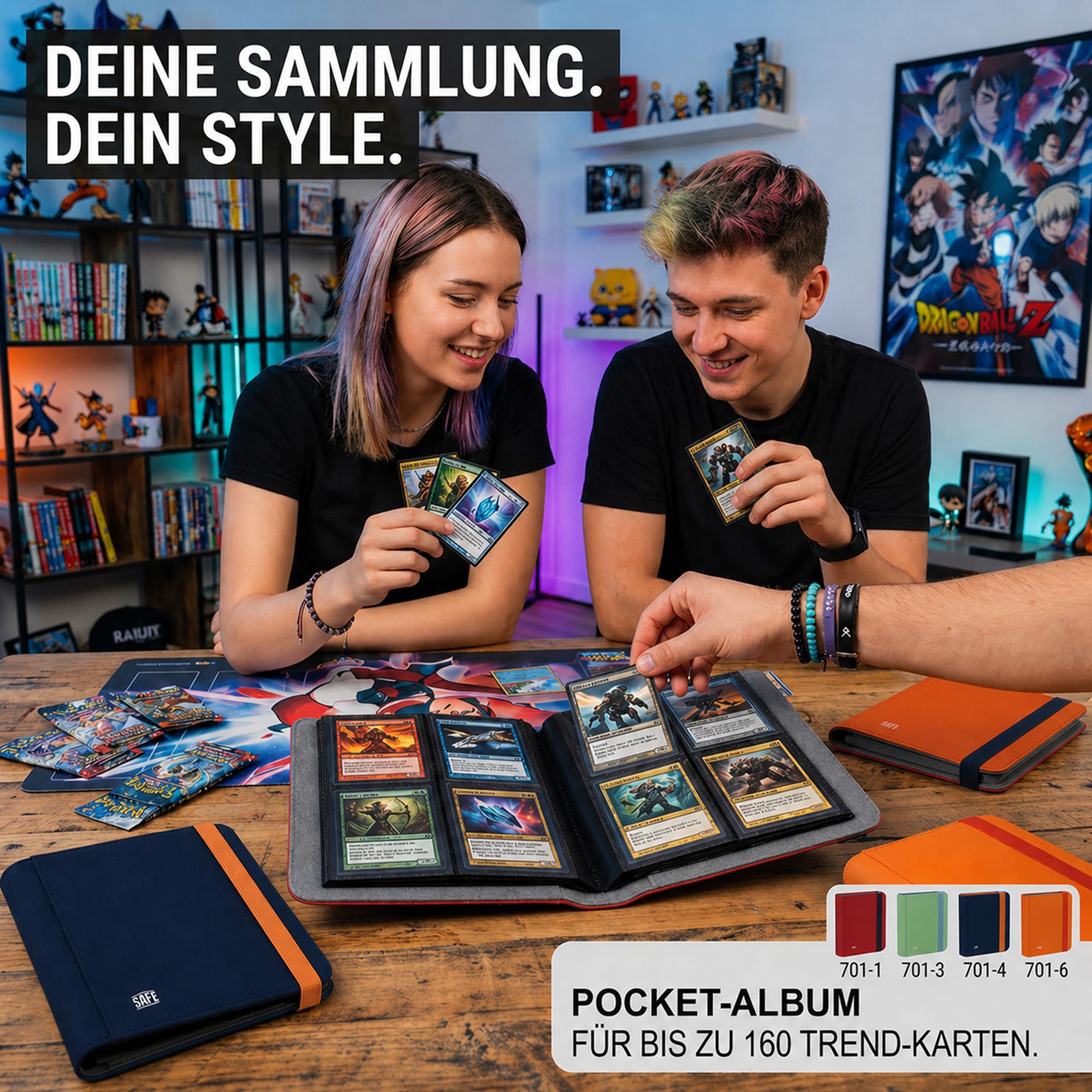 Safe Sammelkarten album 160 carte blu soft-touch elastico