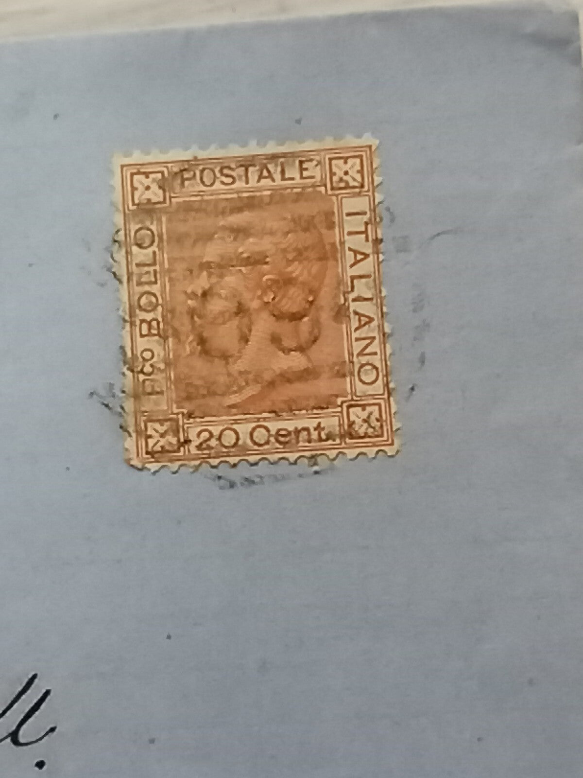 TS Filatelia Regno 20 Cent De La Rue giallo busta 1878 Ventimiglia